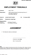 Miss C Poku v NHS Croydon Clinical Commissioning Group and others: 2302981/2019 - Dismissal